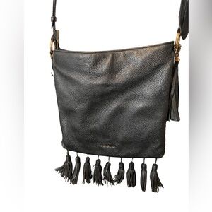 Michael Kors Bohemian Black Leather Fringe Crossbody Bag